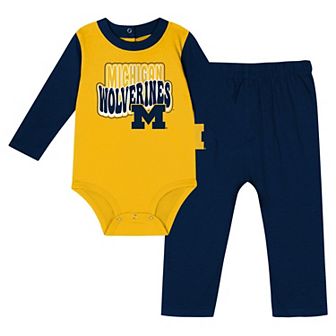 Newborn & Infant Michigan Wolverines Double Up Long Sleeve Bodysuit & Pant Set