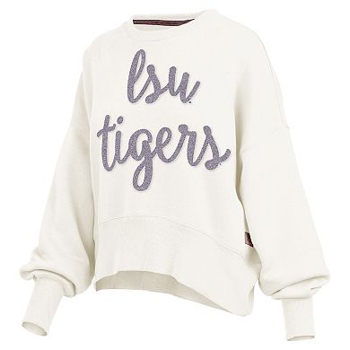 Women's Pressbox Cream LSU Tigers Chelsea Oversized Pullover Sweatshirt