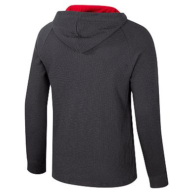 Men's Colosseum Charcoal Rutgers Scarlet Knights Dujour Ralgan Long Sleeve Henley Hoodie T-Shirt