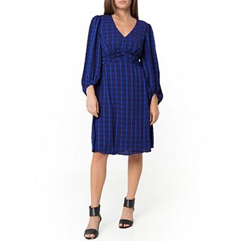 V Neck Checkered Dress