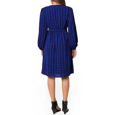 V Neck Checkered Dress