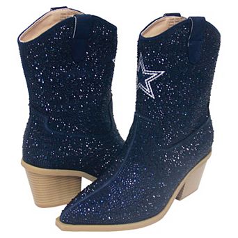 Women's Cuce Navy Dallas Cowboys Crystal Ankle Boots
