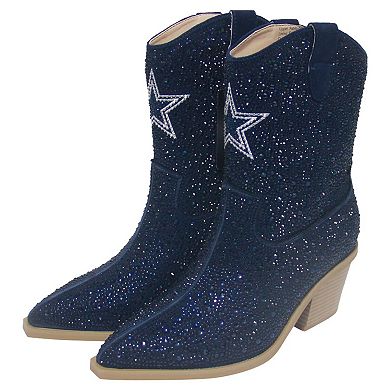 Women's Cuce Navy Dallas Cowboys Crystal Ankle Boots