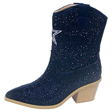 Women's Cuce Navy Dallas Cowboys Crystal Ankle Boots