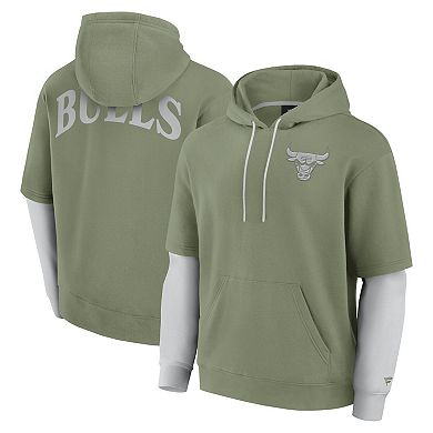 Men's Fanatics Olive Chicago Bulls Elements Sleek Pullover Hoodie