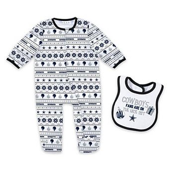 Newborn & Infant WEAR by Erin Andrews Dallas Cowboys Allover Print Full-Zip Sleeper & Bib Set