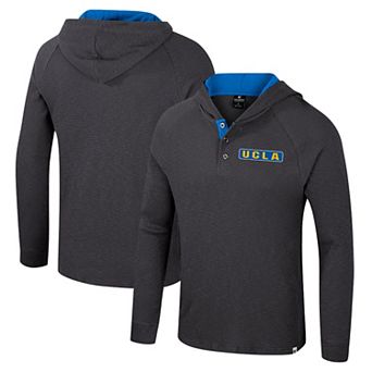 Men's Colosseum Charcoal UCLA Bruins Dujour Ralgan Long Sleeve Henley Hoodie T-Shirt
