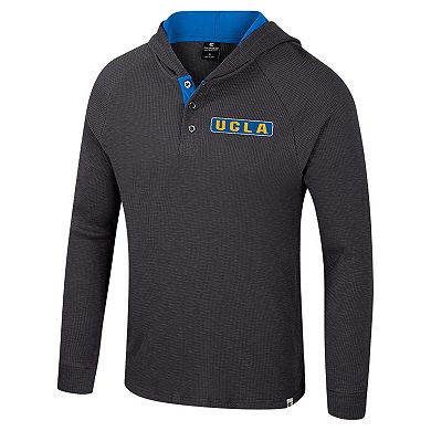 Men's Colosseum Charcoal UCLA Bruins Dujour Ralgan Long Sleeve Henley Hoodie T-Shirt