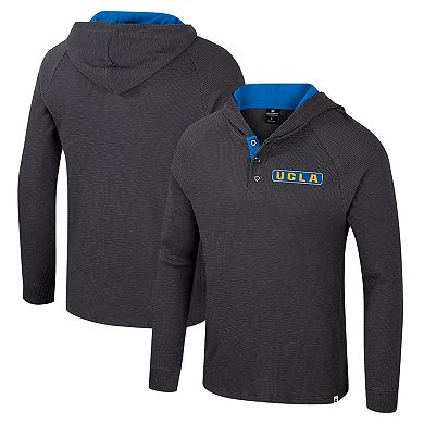 Men's Colosseum Charcoal UCLA Bruins Dujour Ralgan Long Sleeve Henley Hoodie T-Shirt