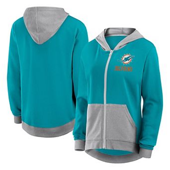 Women's Aqua Miami Dolphins Hit It French Terry Full-Zip Hoodie