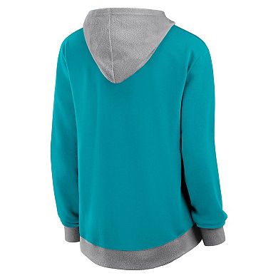 Women's Aqua Miami Dolphins Hit It French Terry Full-Zip Hoodie
