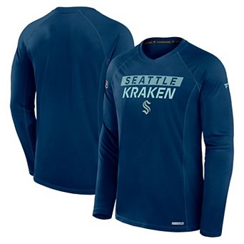 Men's Fanatics Navy Seattle Kraken Authentic Pro Rink Tech Long Sleeve T-Shirt