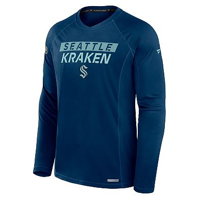 Men's Fanatics Navy Seattle Kraken Authentic Pro Rink Tech Long Sleeve T-Shirt