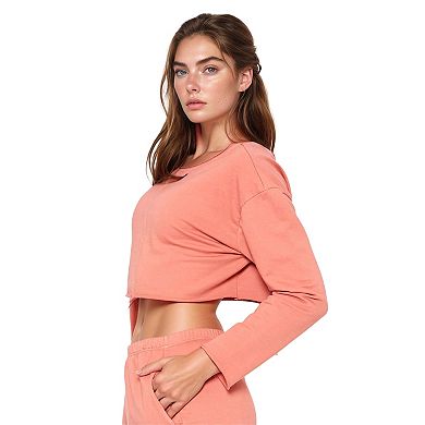 Women's Cropped Terry Sweatshirt With Scoop Neck