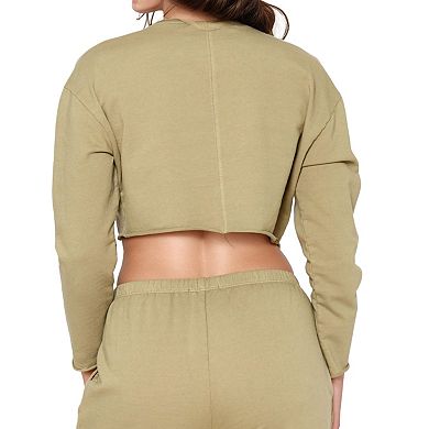 Women's Cropped Terry Sweatshirt With Scoop Neck