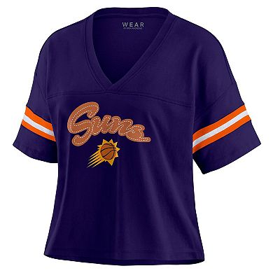 Women's WEAR by Erin Andrews Purple Phoenix Suns Plus Size Color Block Boxy V-Neck T-Shirt