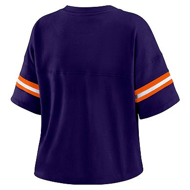 Women's WEAR by Erin Andrews Purple Phoenix Suns Plus Size Color Block Boxy V-Neck T-Shirt