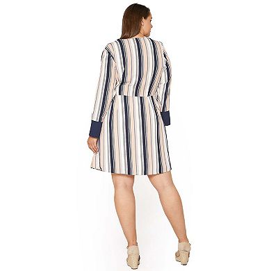 Plus Size Printed Wrap Dress With Cuff Binding