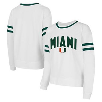 Women's Concepts Sport White Miami Hurricanes Borough French Terry Arch Over Long Sleeve T-Shirt