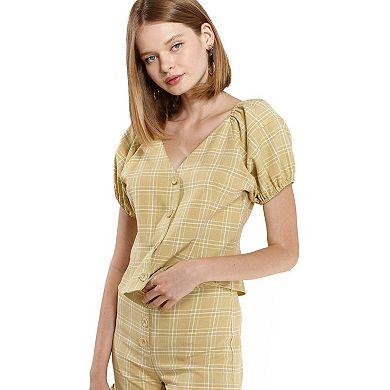 Women's Plaid Button Down Blouse