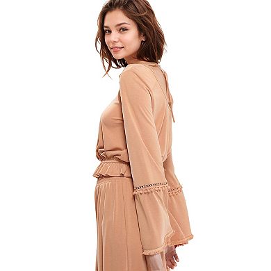 Fringe Cuff Bell Sleeve Top
