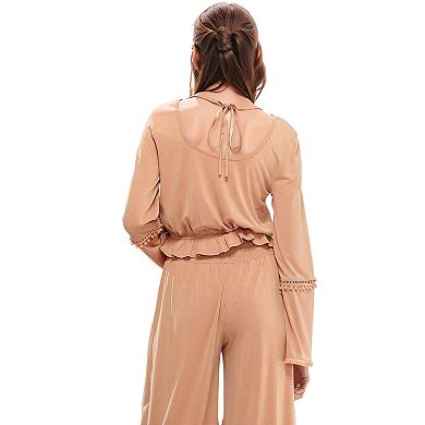 Fringe Cuff Bell Sleeve Top