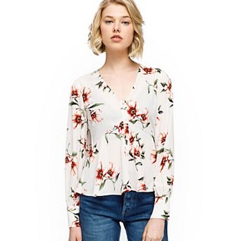 Rust Flower Empire Waist Peplum Blouse