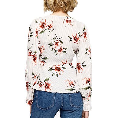 Rust Flower Empire Waist Peplum Blouse