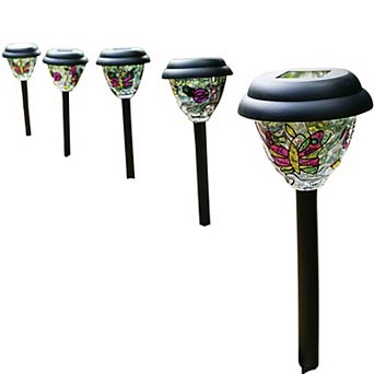 Brylanehome Tiffany Style Solar Stake Lights, Set Of 5