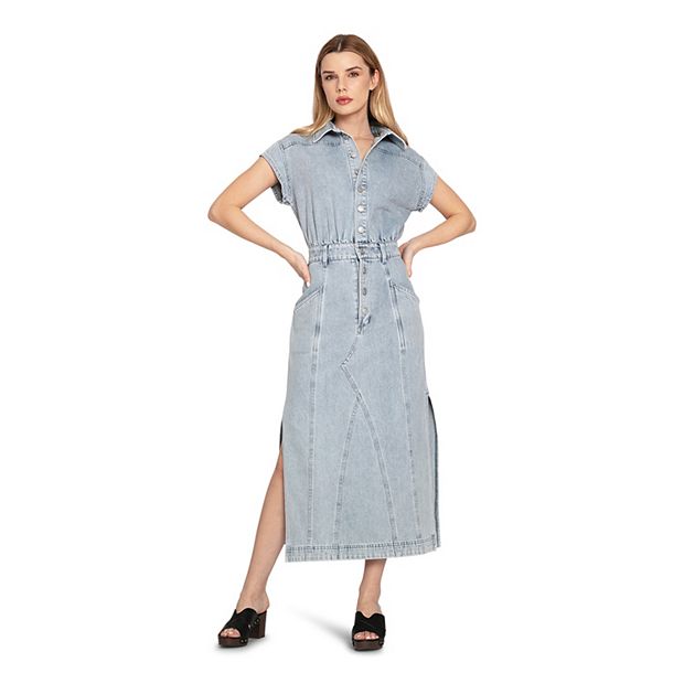 Belle & Bloom Sundown Denim Midi Shirt Dress - Blue