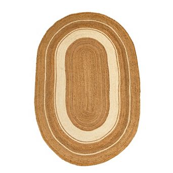 Hand Woven Oval Natural Jute Rug