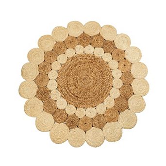 TWO-TONE ROUND BRAIDED JUTE MAT