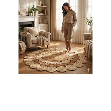 TWO-TONE ROUND BRAIDED JUTE MAT