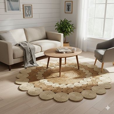 TWO-TONE ROUND BRAIDED JUTE MAT