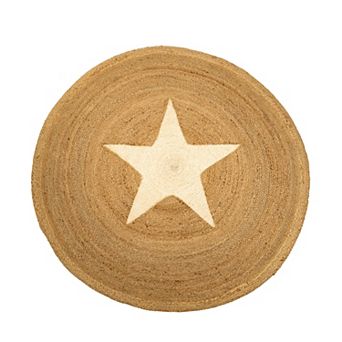Handwoven Two Tone Round Star Jute Mat