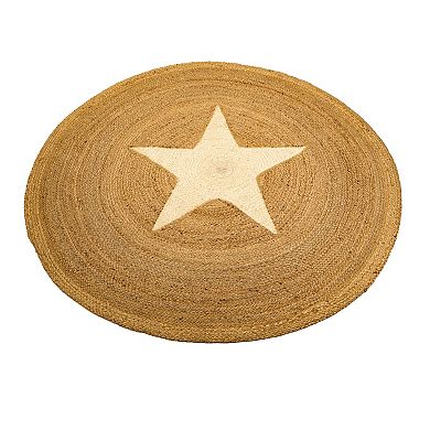 Handwoven Two Tone Round Star Jute Mat
