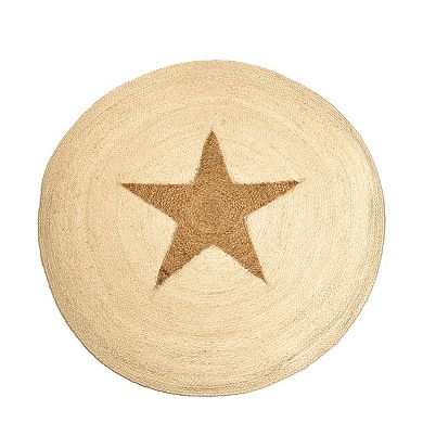 Handwoven Two Tone Round Star Jute Mat