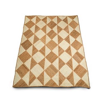 Hand Woven Two Tone Geometric Jute Carpet