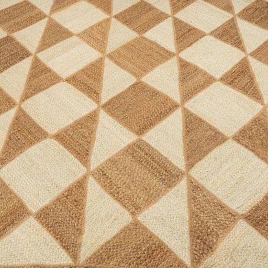 Hand Woven Two Tone Geometric Jute Carpet