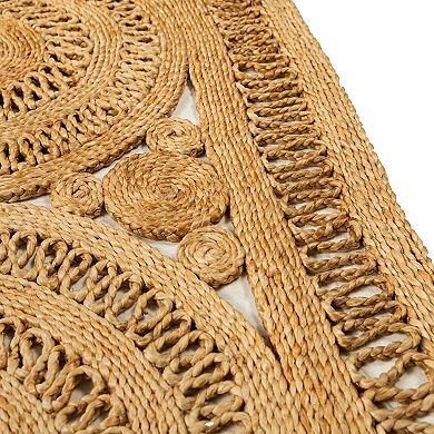 Hand Woven Rectangular Wheel Designed Carpet