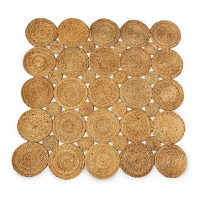 Hand Woven Geometric Patch Work Jute Rug