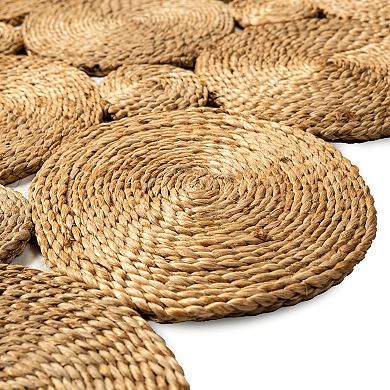 Hand Woven Geometric Patch Work Jute Rug