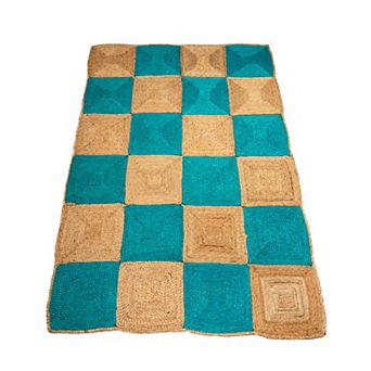 Hand-Woven Multi-Tone Capri Blue Jute Carpet