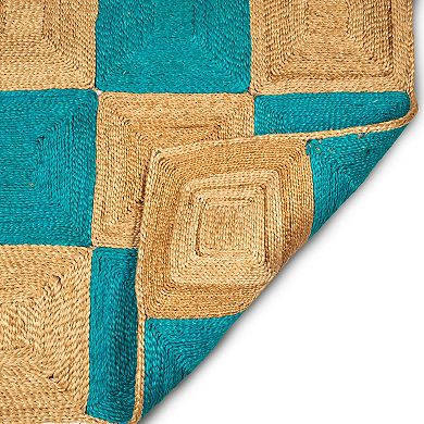 Hand-Woven Multi-Tone Capri Blue Jute Carpet