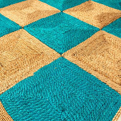 Hand-Woven Multi-Tone Capri Blue Jute Carpet