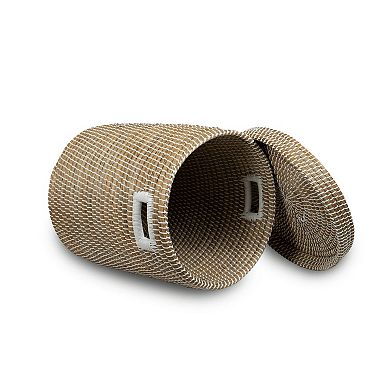 Multipurpose Cylindrical Storage Basket with Lid (Large)