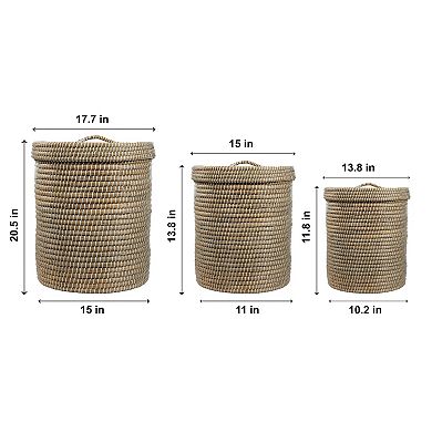 Multipurpose Cylindrical Storage Basket with Lid (Large)