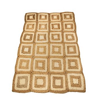 Hand-Woven Jute Rectangular Geometric Carpet