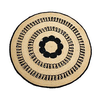 Handwoven Round Monochrome Jute Mat