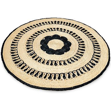 Handwoven Round Monochrome Jute Mat